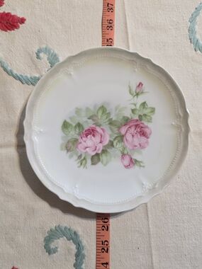 Porcelain Floral Dessert Plate in Pink and Green Germany